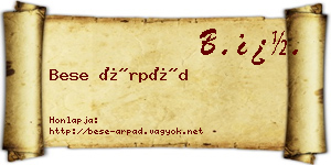 Bese Árpád névjegykártya